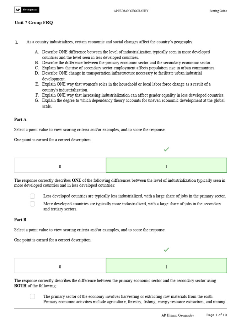Unit+7+FRQ+Grading+Sheet | PDF | Workforce | Industrialisation