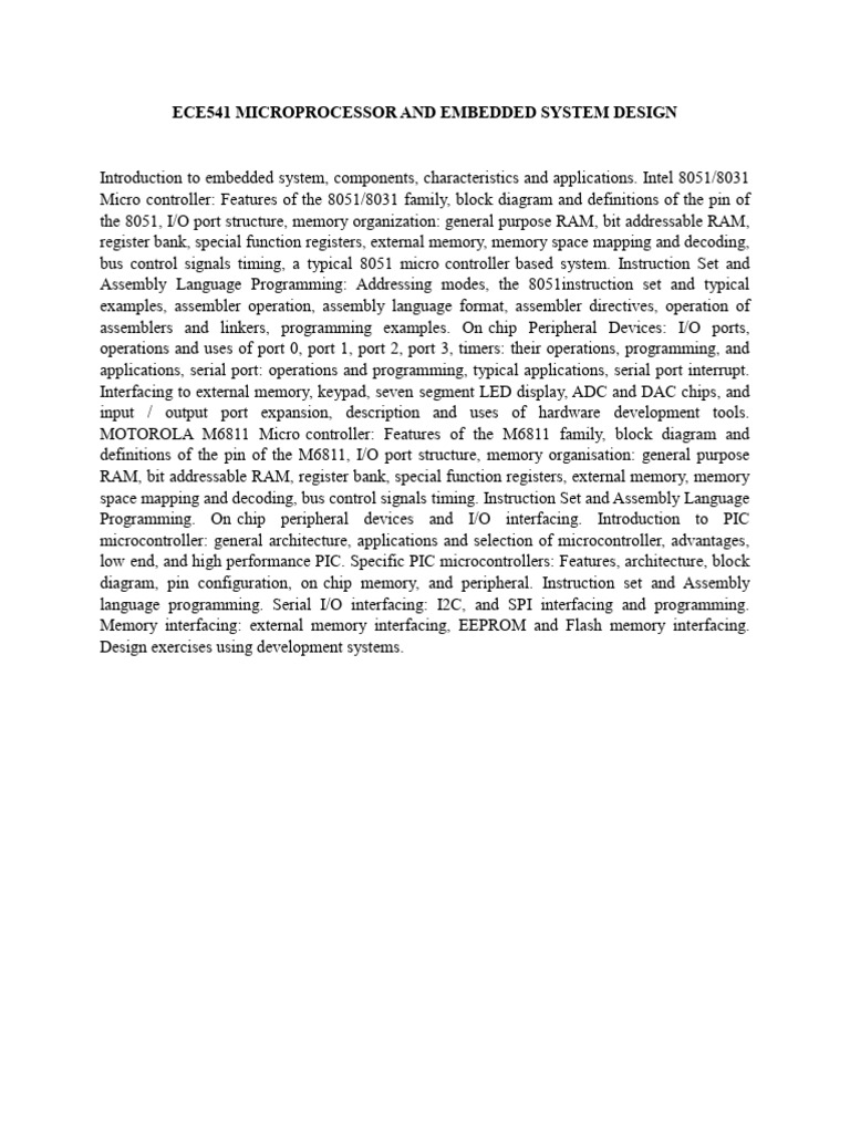 Ece541 Microprocessor and Embedded System Design | PDF ...