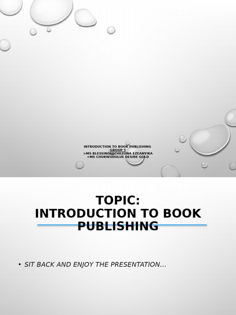Introduction to Book Publishing Basics | PDF | Books | Publishing