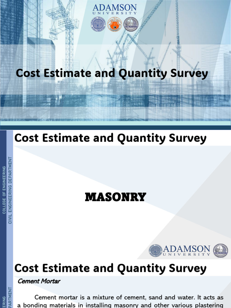 CHB Cost Estimate & Quantity Survey Guide | PDF | Concrete | Mortar ...