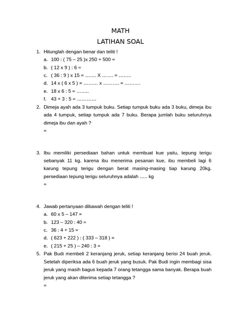 Latihan Soal Rasio Kelas 6 SD | PDF