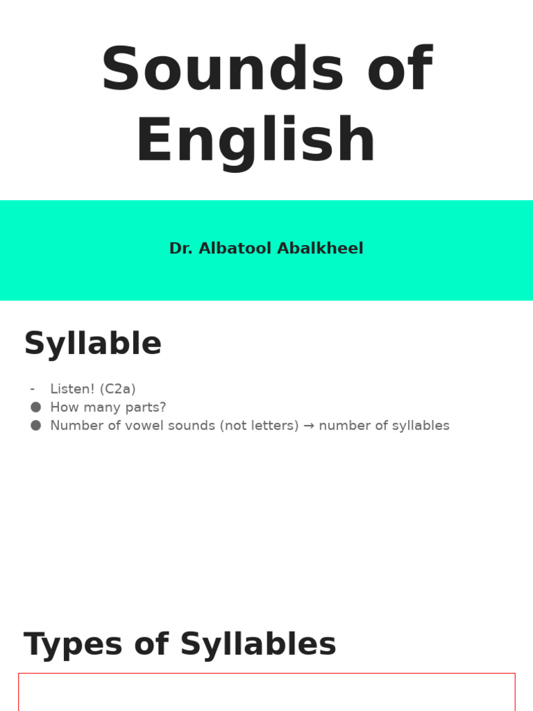Understanding English Syllables | PDF