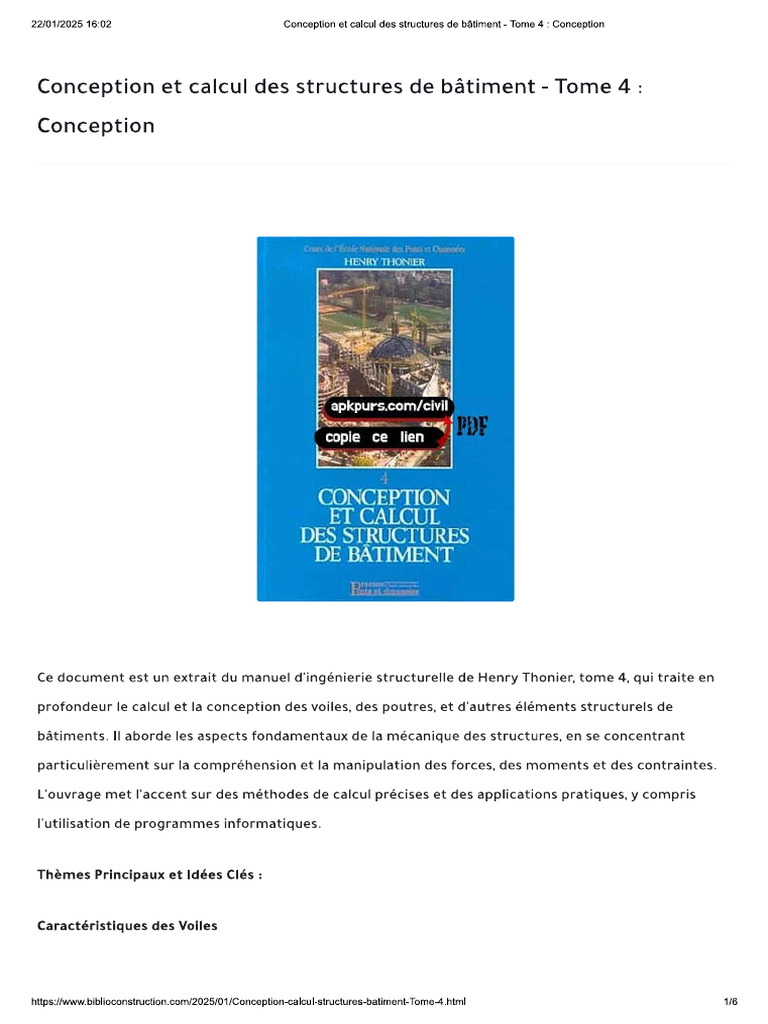 Conception Et Calcul Des Structures de Bâtiment - Tome 4 - Conception | PDF