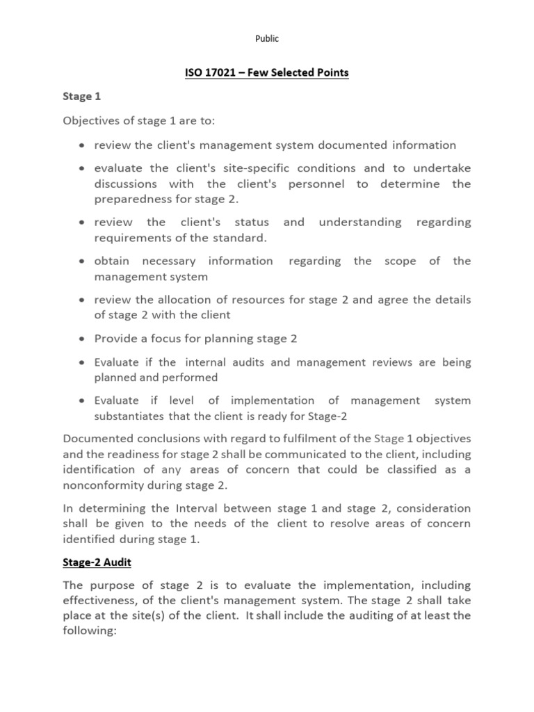 ISO 17021 Stage 1 & 2 Audit Overview | PDF | Audit | Internal Audit