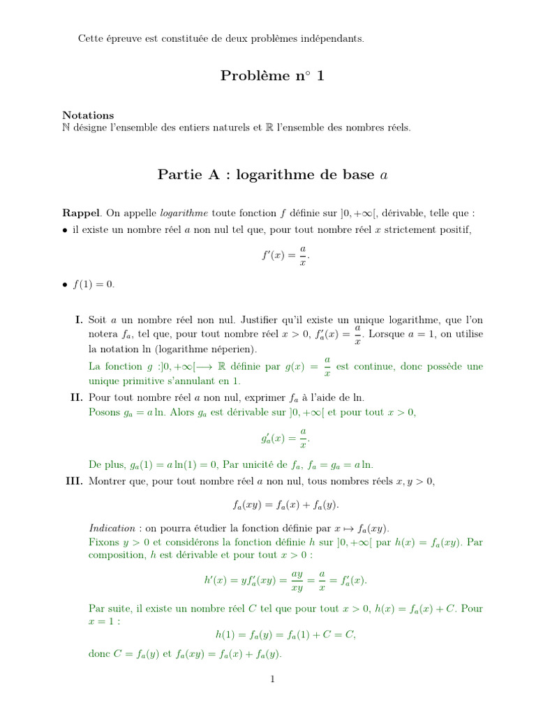 Propriétés et applications des logarithmes | PDF | Logarithme ...