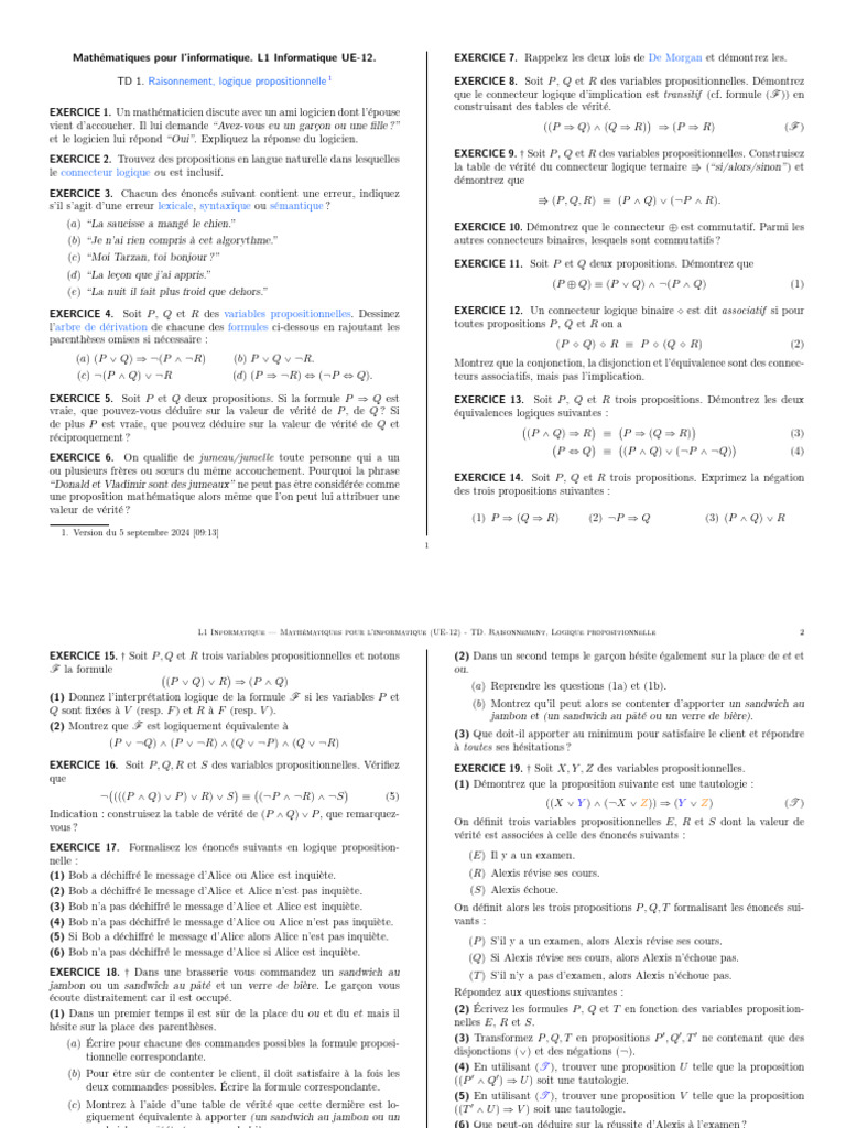 Raisonnement en logique propositionnelle | PDF | Logique mathématique ...