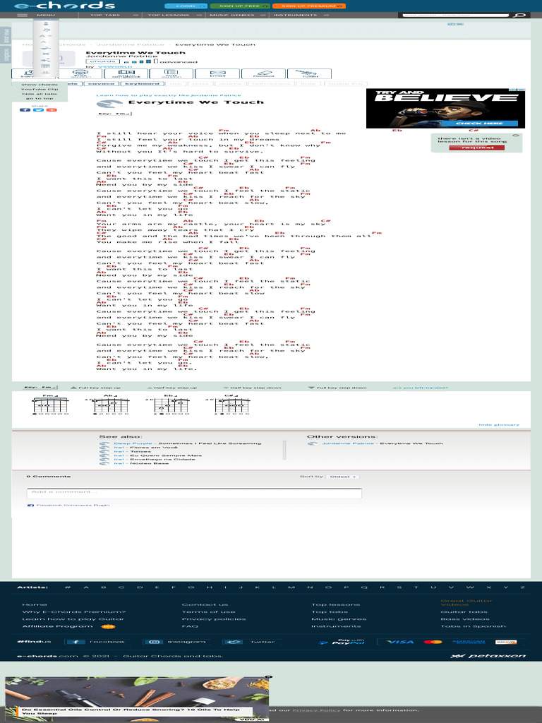 EVERYTIME WE TOUCH Chords - Jordanne Patrice E-Chords | PDF | Musicology