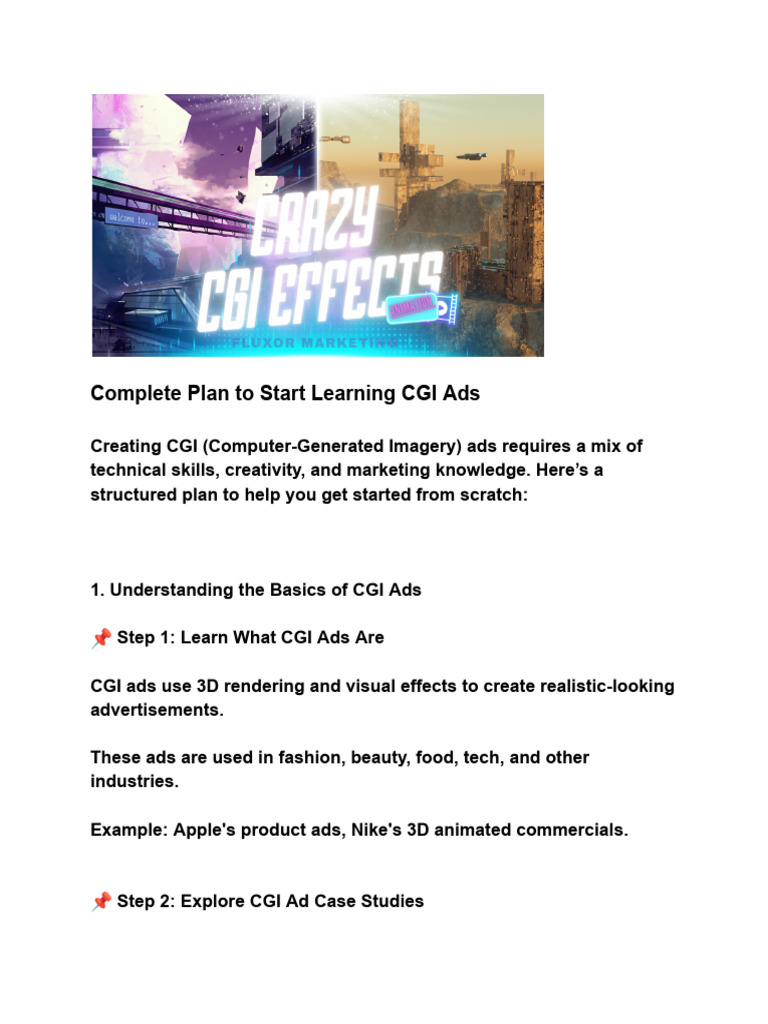 Learn CGI Ads: A Step-by-Step Guide | PDF | 3 D Computer Graphics ...