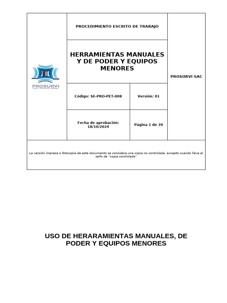 Uso Seguro de Herramientas y Equipos | PDF | Tornillo | Herramientas