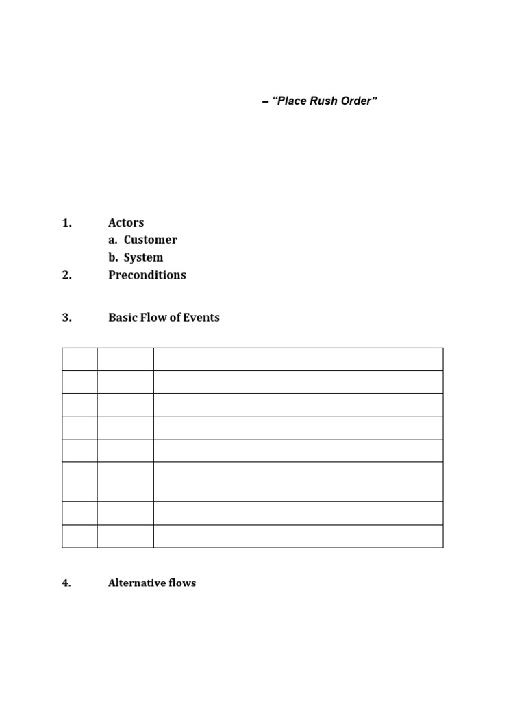 Use Case Specification - Place Rush Order | PDF | Computer Science ...