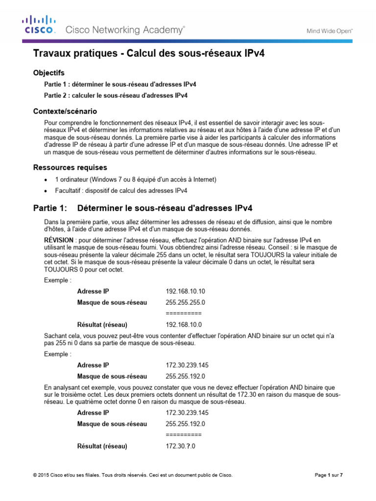 Calcul des sous-réseaux IPv4 | PDF | Adresse IP | Protocoles réseau