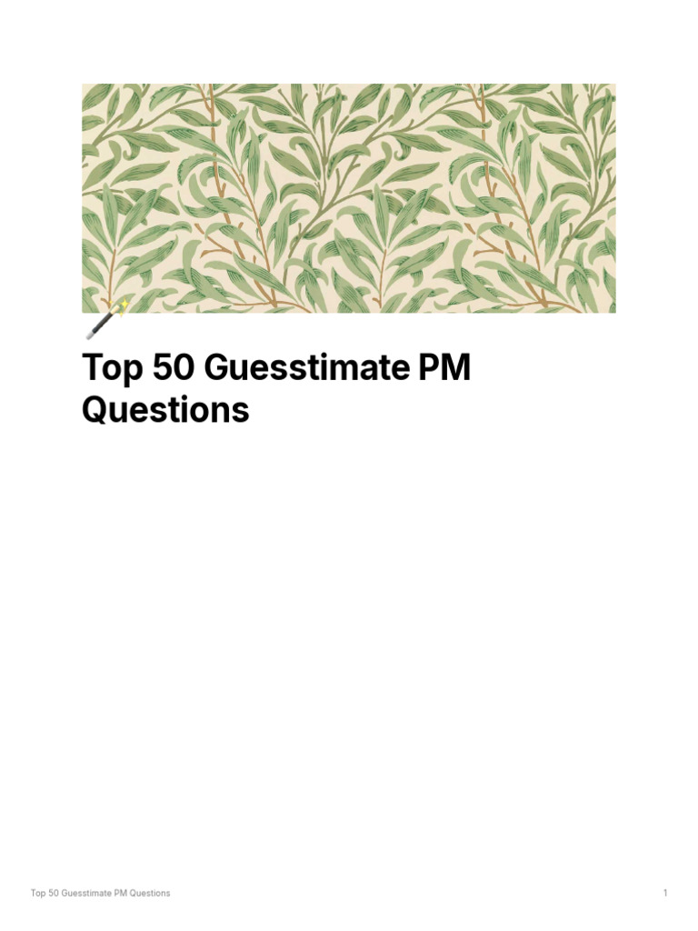 Top 50 Guesstimate Questions for PMs | PDF | Electric Vehicle | Market ...