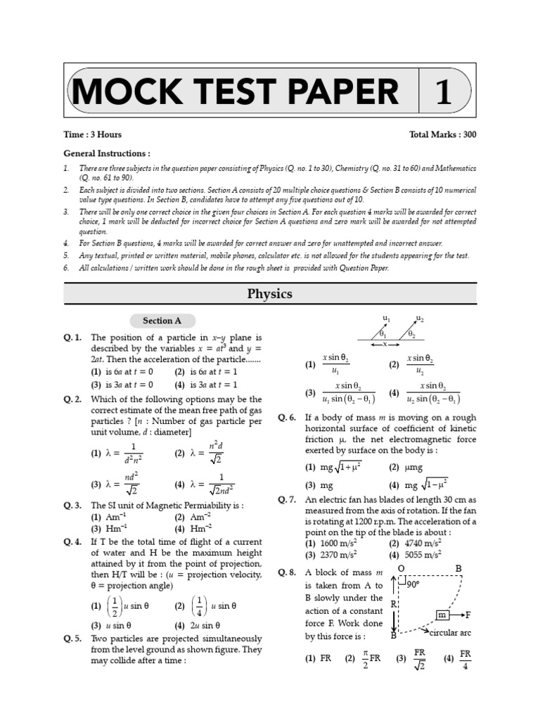 Physics Mock Test Paper 1 | PDF | Electronvolt | Quantity