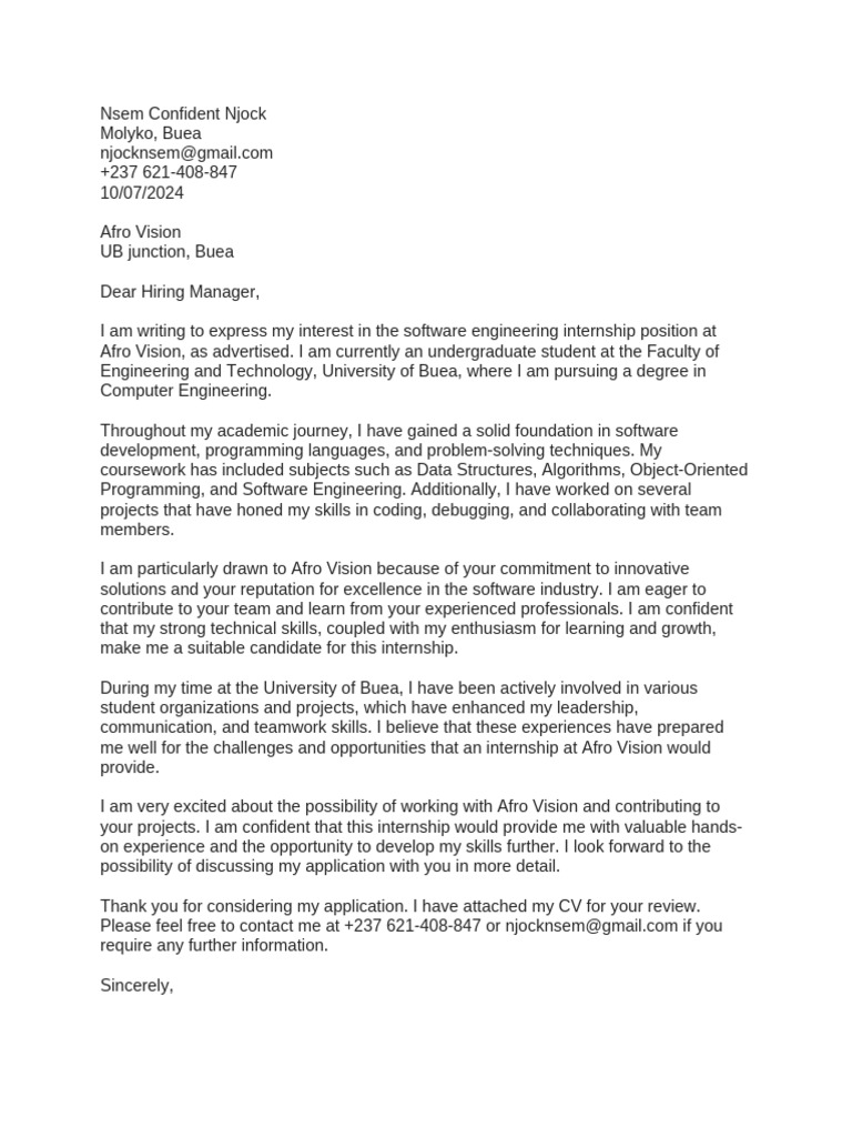Application Letter | PDF