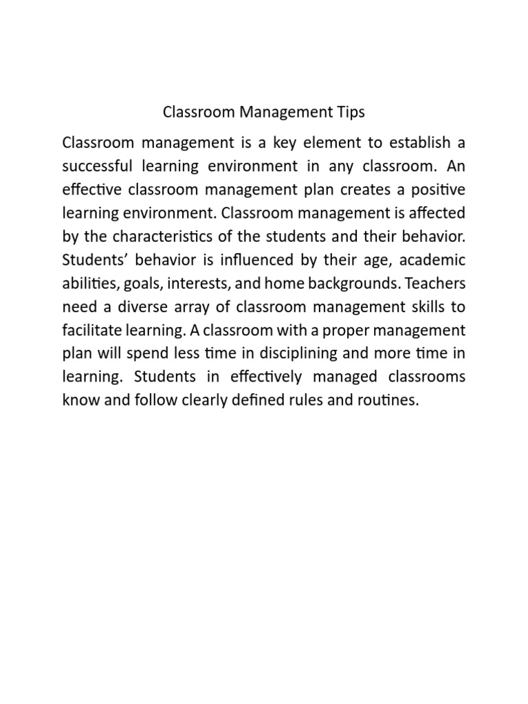 Classroom Management Tips | PDF