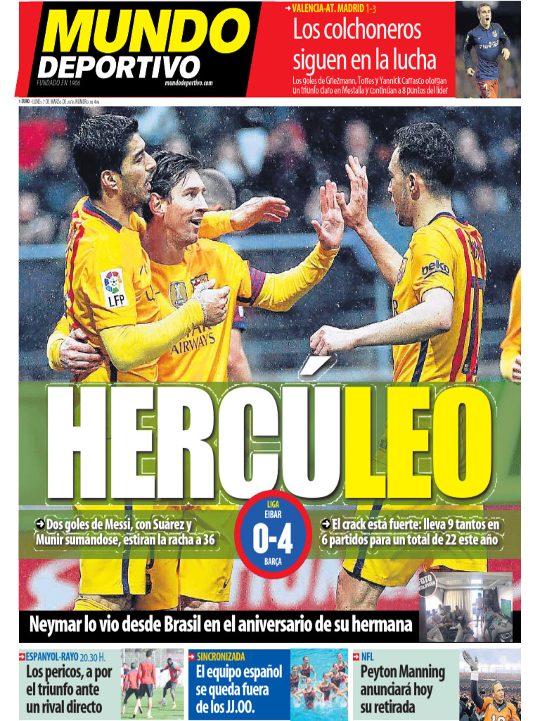 Barça mantiene ventaja en Liga tras Eibar | PDF | Lionel Messi | FC  Barcelona