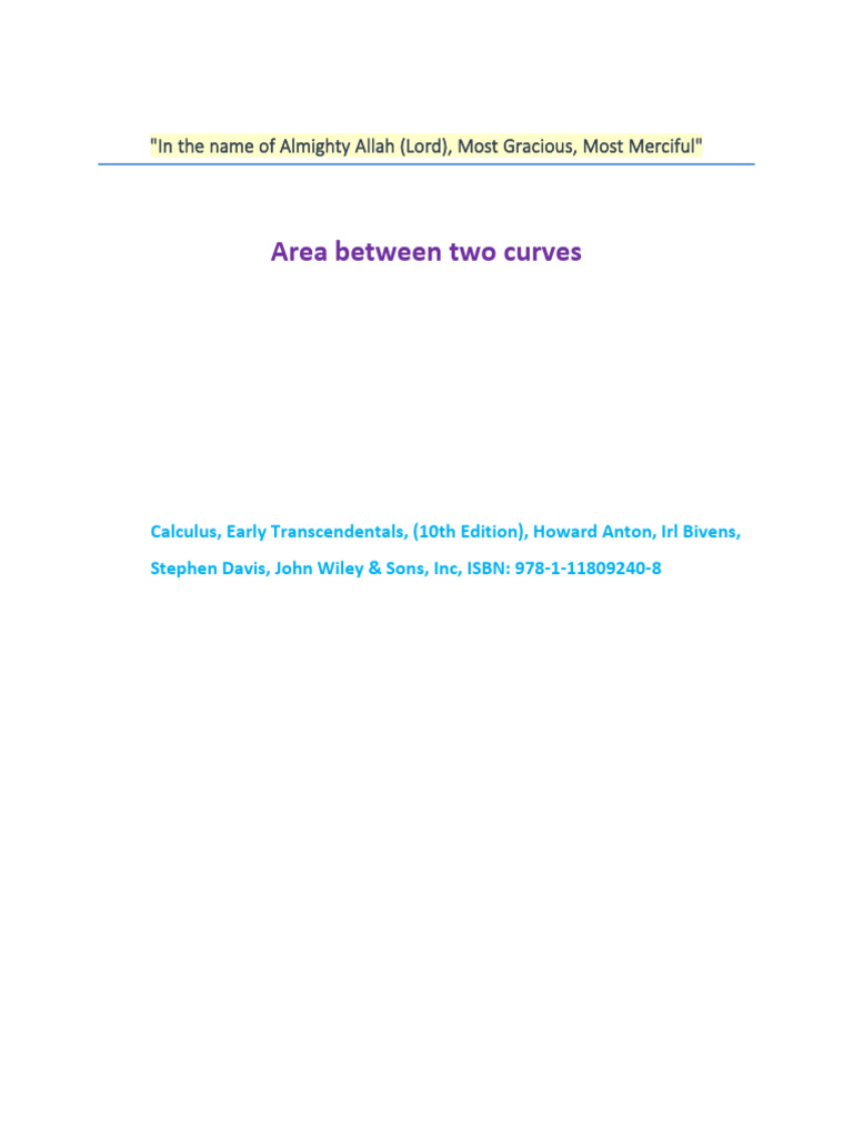 Area Between Two Curves Explained | PDF
