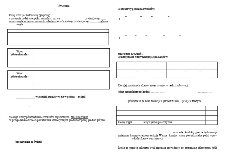 To Jest Chemia 2 Cwiczenia alkany_cwiczenia (1) | PDF