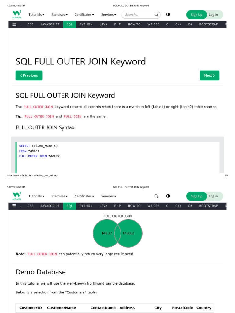 SQL FULL OUTER JOIN Explained | PDF | Bootstrap (Front End Framework ...
