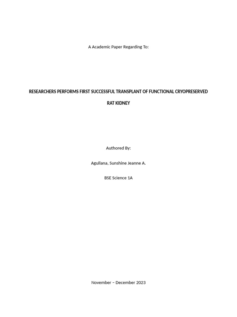 Academic Paper | PDF | Organ Donation | Organ Transplantation