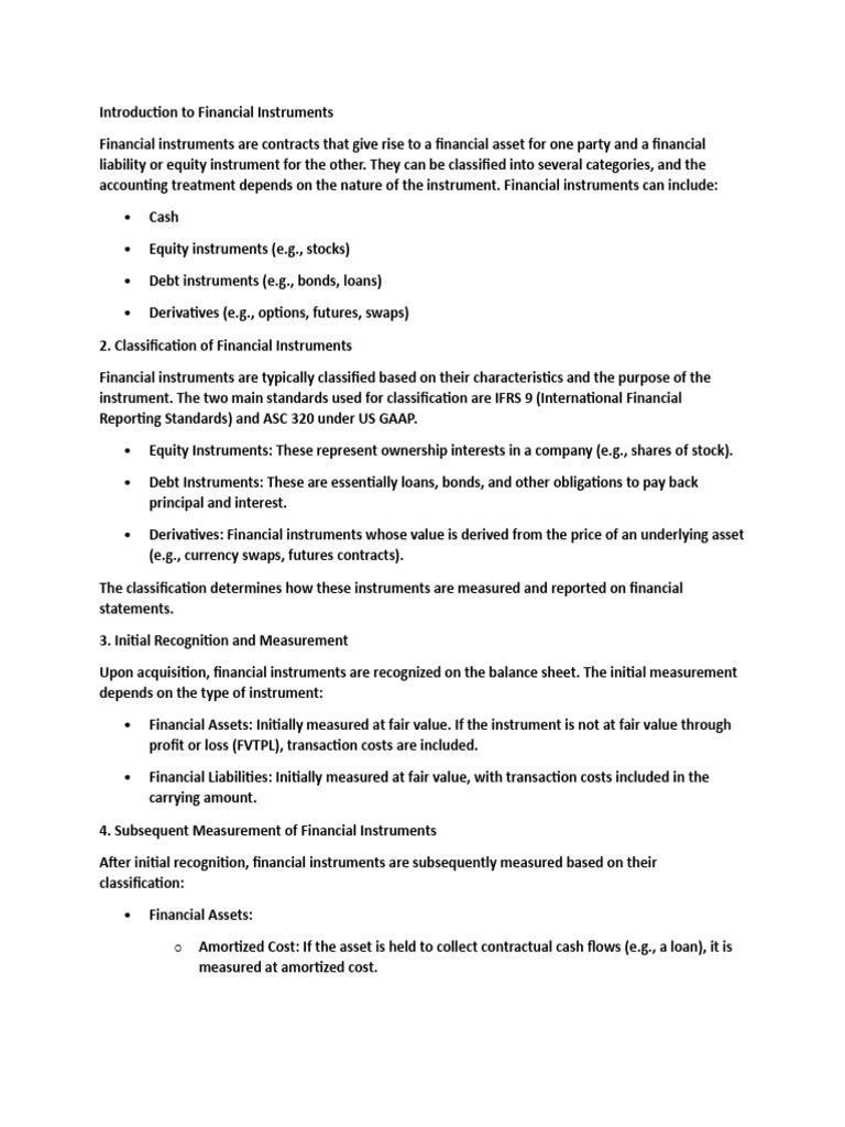 Research Introduction To Financial Instruments | PDF | Fair Value ...