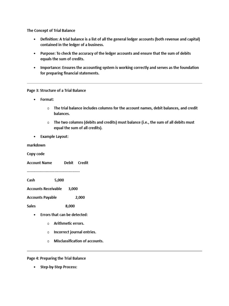 The Concept Of Trial Balance Pdf Debits And Credits Expense