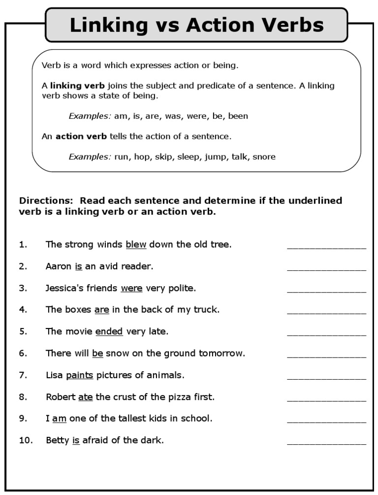 Linking Vs Action Verbs 2 | PDF | Wellness | General Fiction