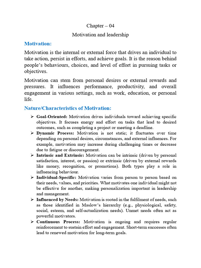 Understanding Motivation and Leadership | PDF | Leadership | Motivational