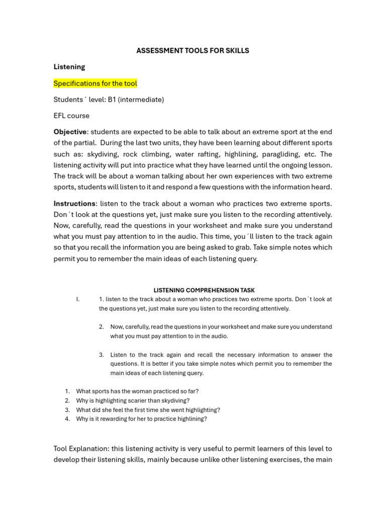 Assessment Tools For Skills | PDF | Reading Comprehension | Human ...