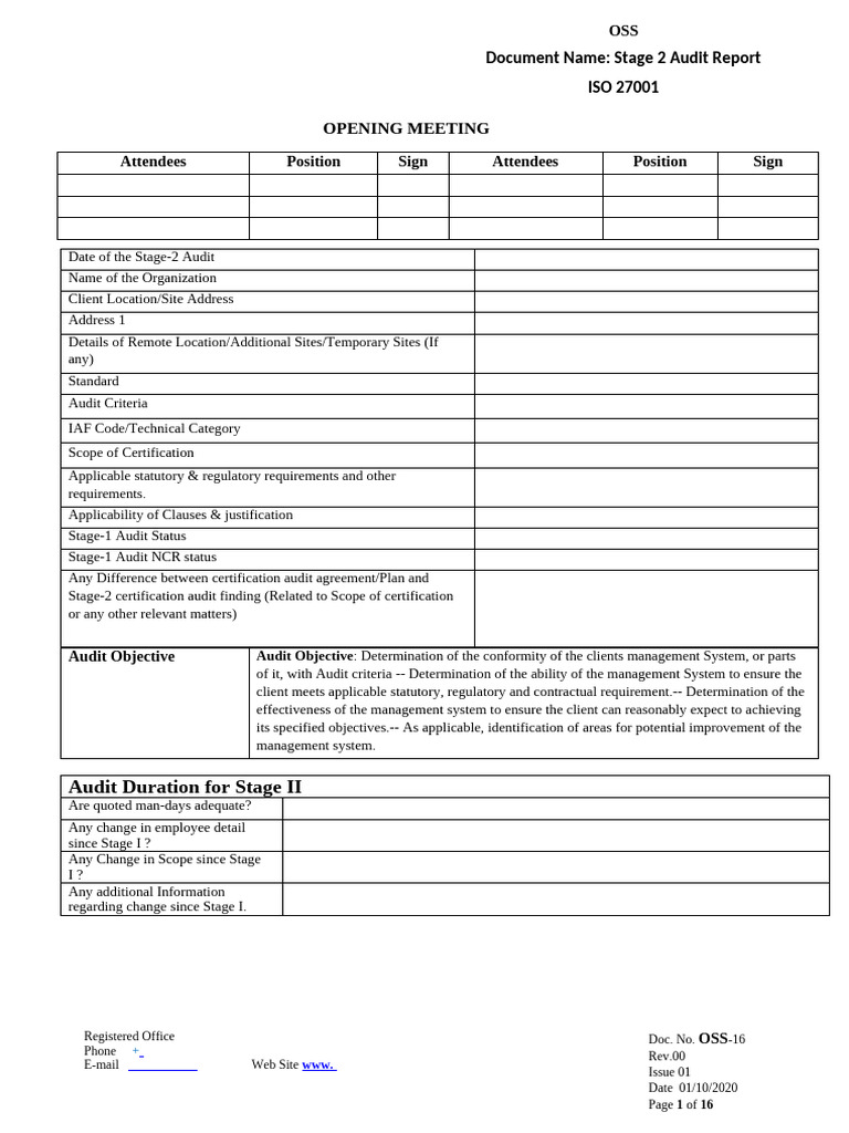 ISO 27001 Stage 2 Audit Report | PDF | Information Security | Risk