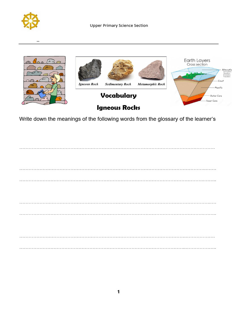 Igneous Rocks: Vocabulary and Activities | PDF | Rock (Geology) | Geology