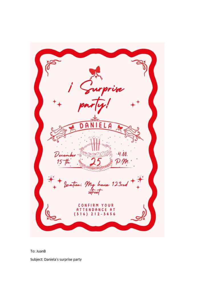 Daniela's Surprise Party Invitation | PDF
