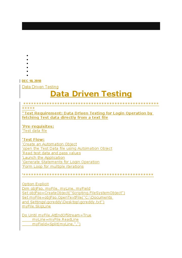 QTP Data Driven Testing Guide | PDF | Computers