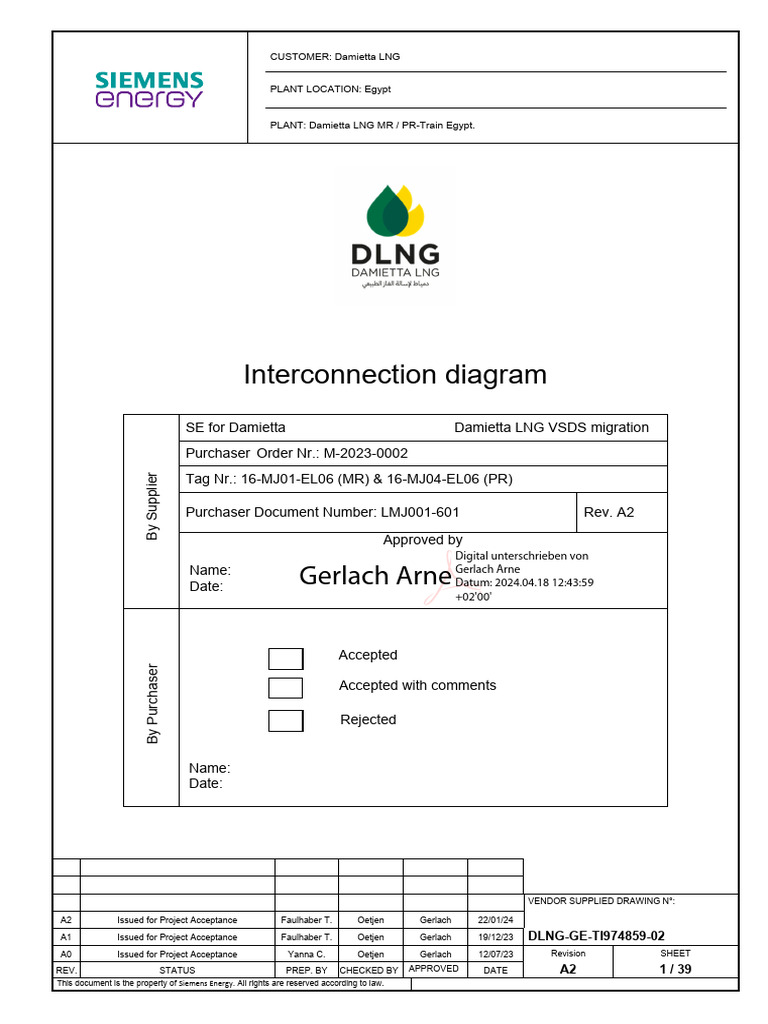 Damietta LNG Interconnection Diagram | PDF | Electronics | Electricity
