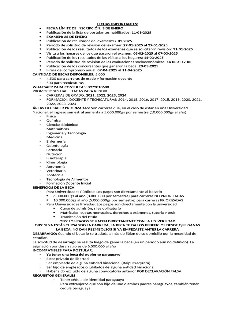 Fechas y requisitos para becas 2025 | PDF