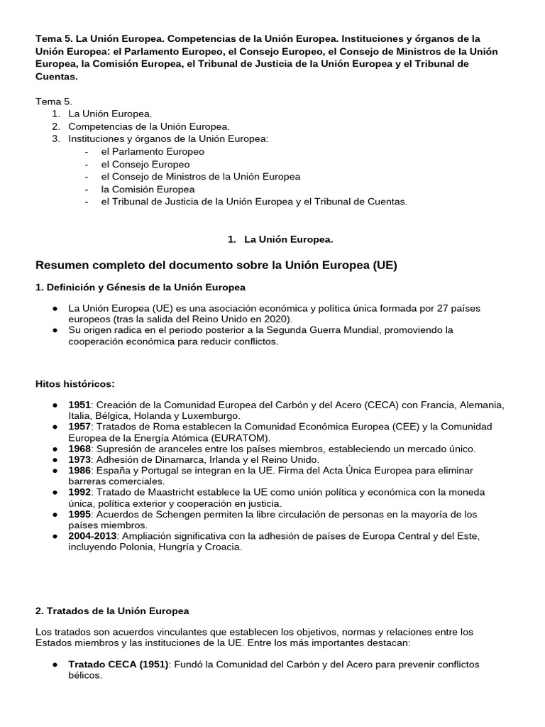 Competencias e Instituciones de la UE | PDF | Comunidad Económica ...
