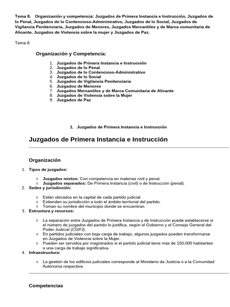 Juzgados y Competencias en España | PDF | Jurisdicción | Judicaturas
