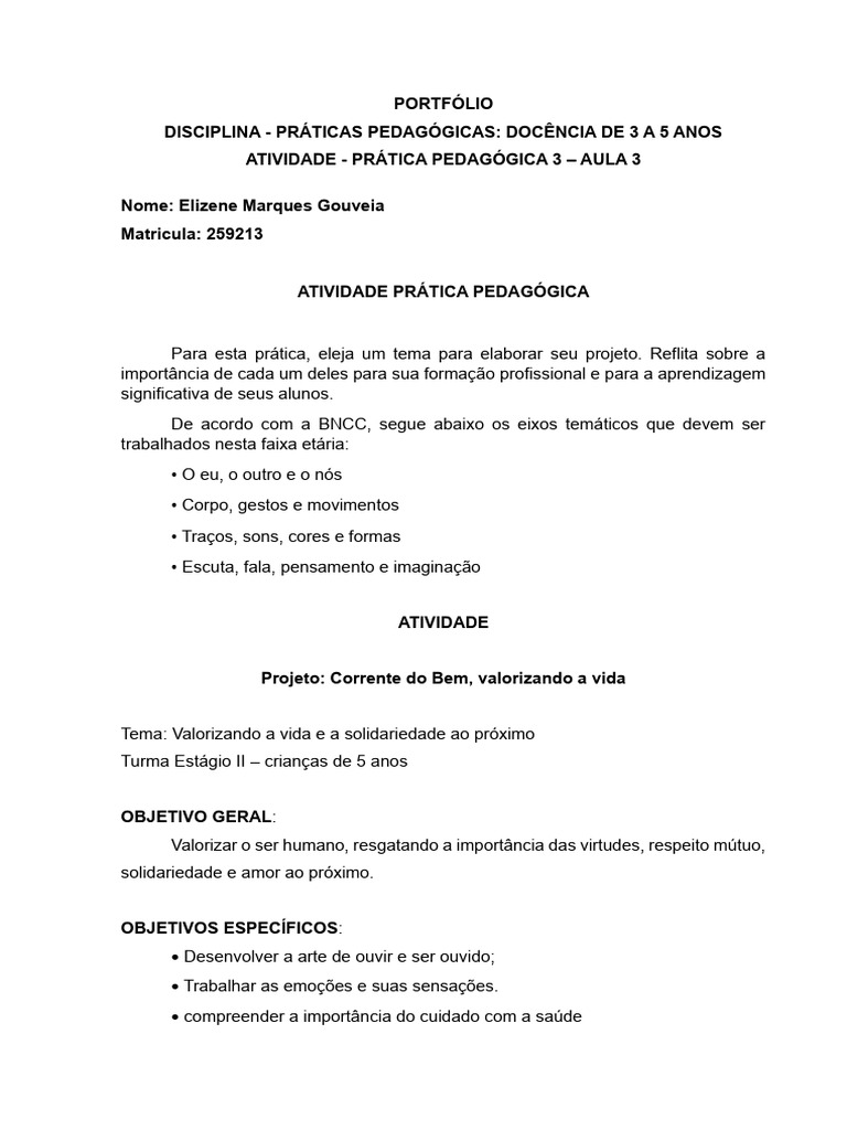 Praticas Pedagogicas Docencia de 3 A 5 Anos Aula 03 | PDF | Pedagogia ...
