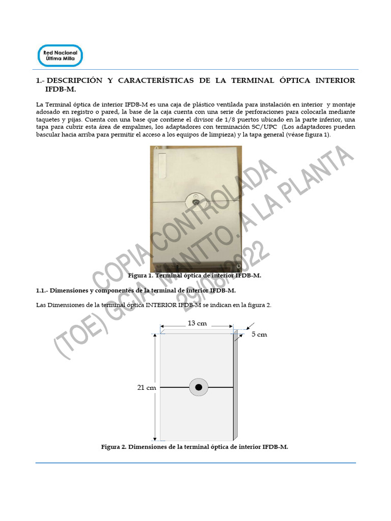 Instalación Terminal Óptica IFDB-M | PDF | Tornillo | Fibra óptica