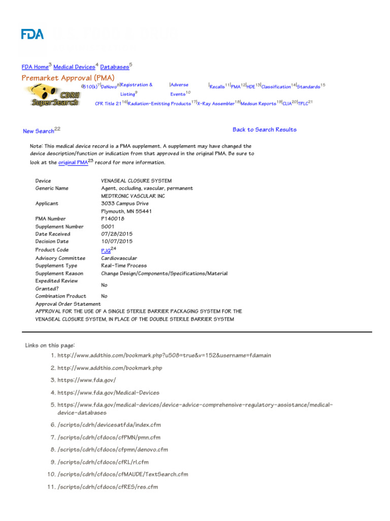 Venaseal Closure System PMA Update | PDF | Federal Food | Food And Drug ...