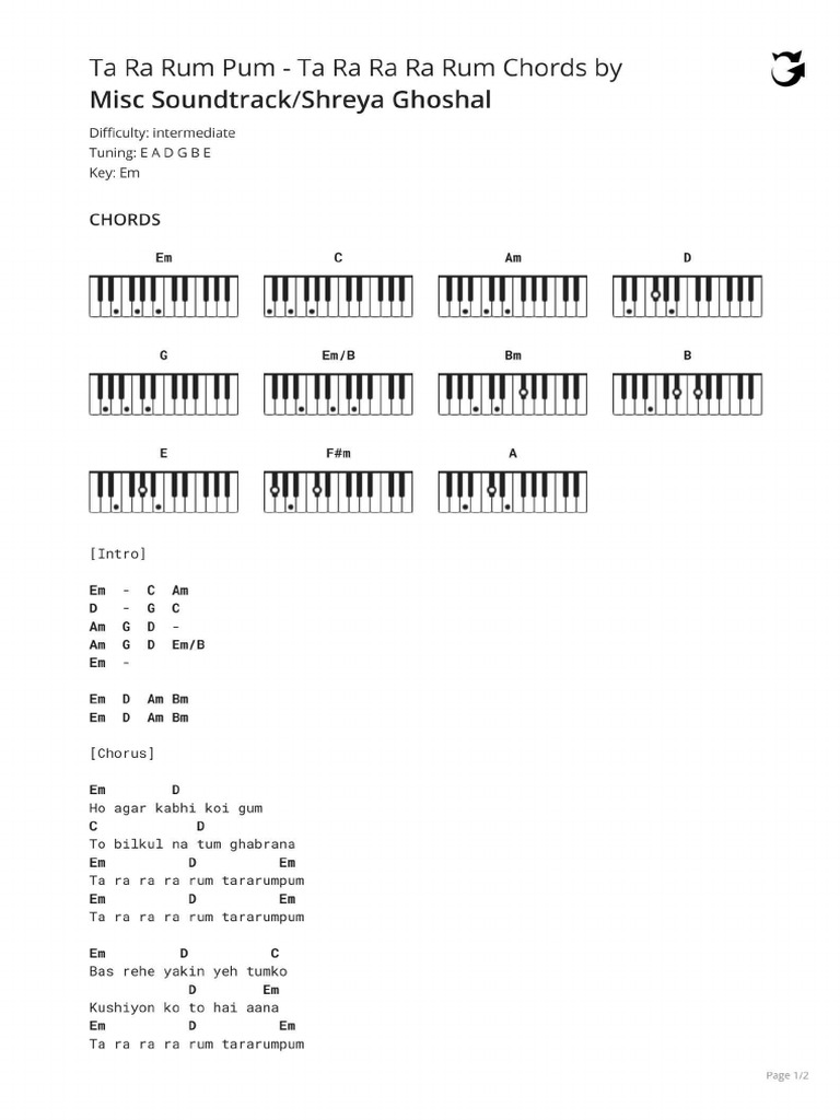 ta ra rum pum ta ra ra ra rum chords PDF
