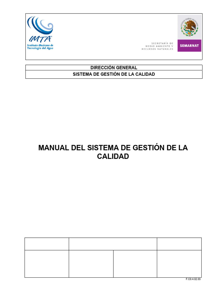 Manual de Gestión de Calidad IMTA | PDF | Sistema de manejo de calidad ...