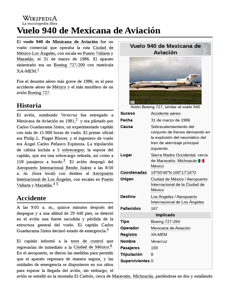 Accidente del Vuelo 940 de Mexicana | PDF | Aeroespacial | Seguridad de ...