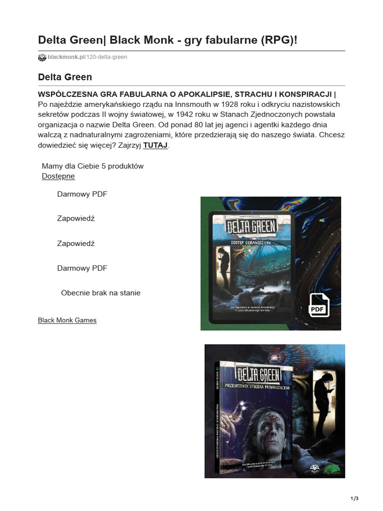 Blackmonk - Pl-Delta Green Black Monk - Gry Fabularne RPG | PDF