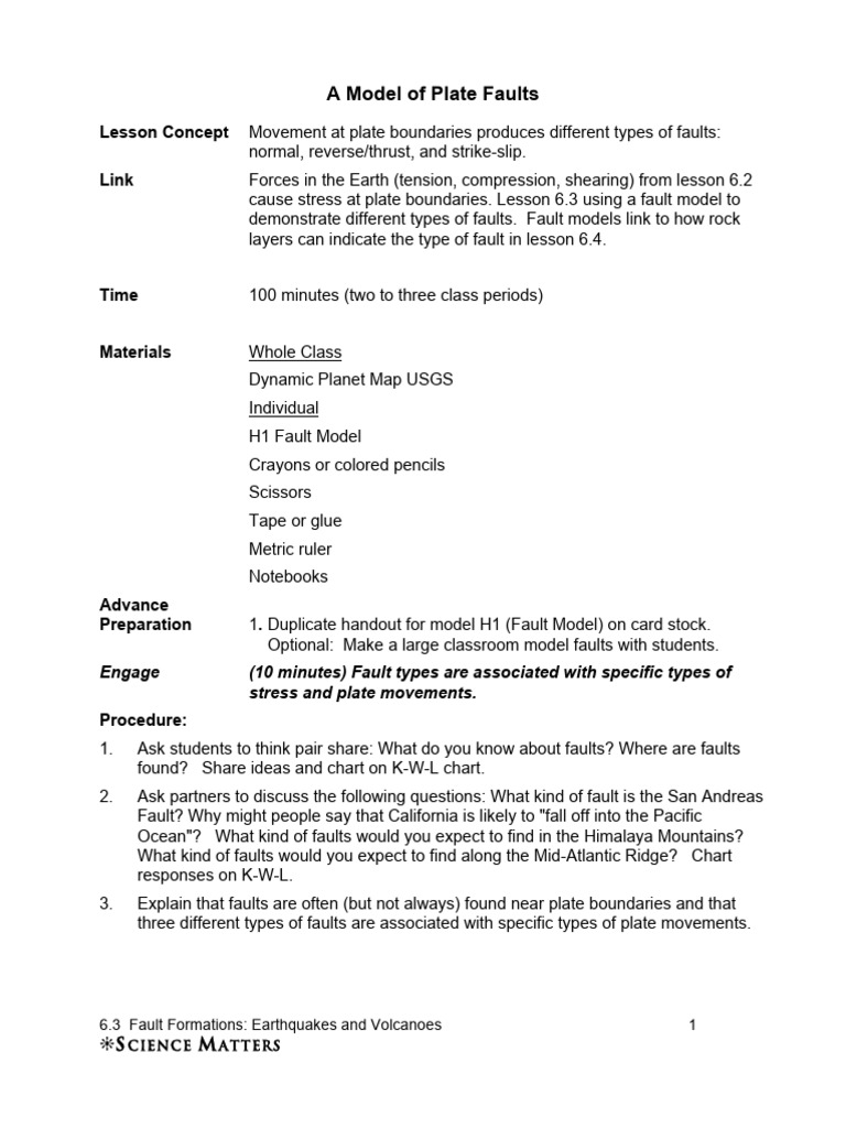 6 3AModelofThreeFaults | PDF | Fault (Geology) | Plate Tectonics