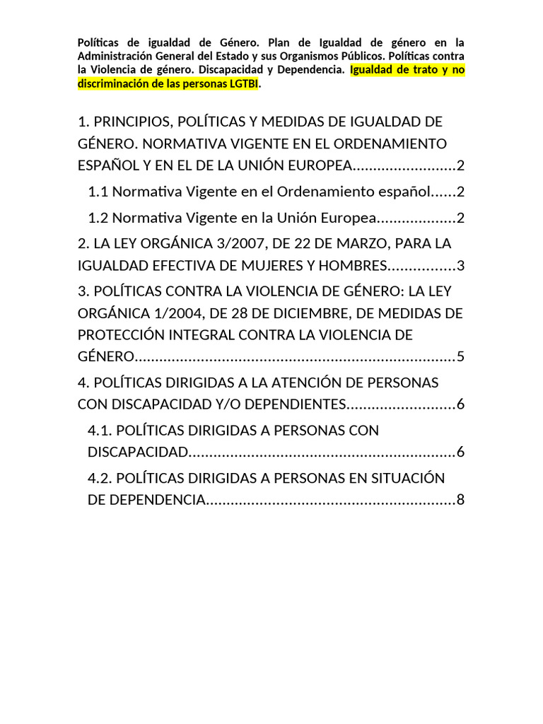 Políticas de Igualdad de Género en España | PDF | Igualdad de género ...