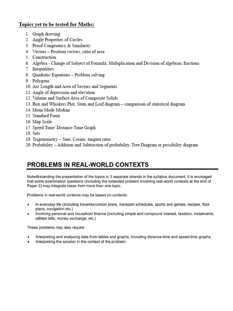 Unexplored Maths Topics for Testing | PDF