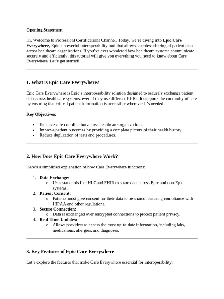 Epic Care Everywhere Overview Guide | PDF | Electronic Health Record ...