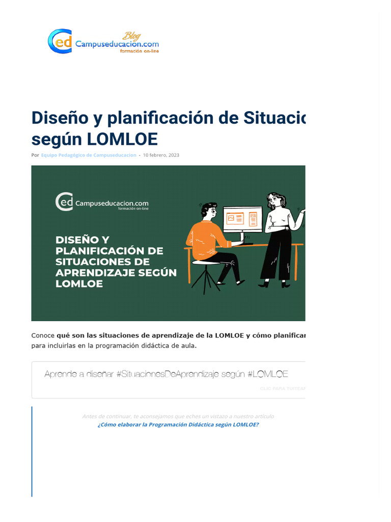 Diseño de Situaciones de Aprendizaje LOMLOE | PDF | Plan de estudios ...