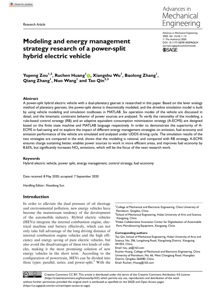 Power-Split HEV Modeling & Energy Strategy | PDF | Hybrid Vehicle | Engines